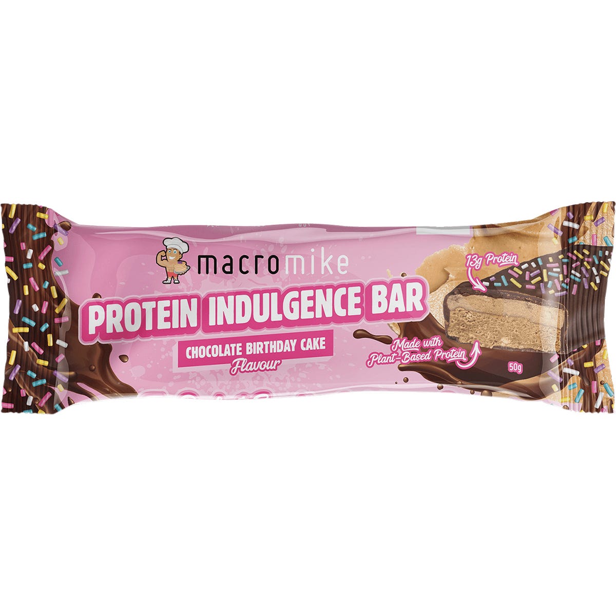 MACRO MIKE Protein Indulgence Bar Chocolate Birthday Cake 12x50g - MACRO MIKE