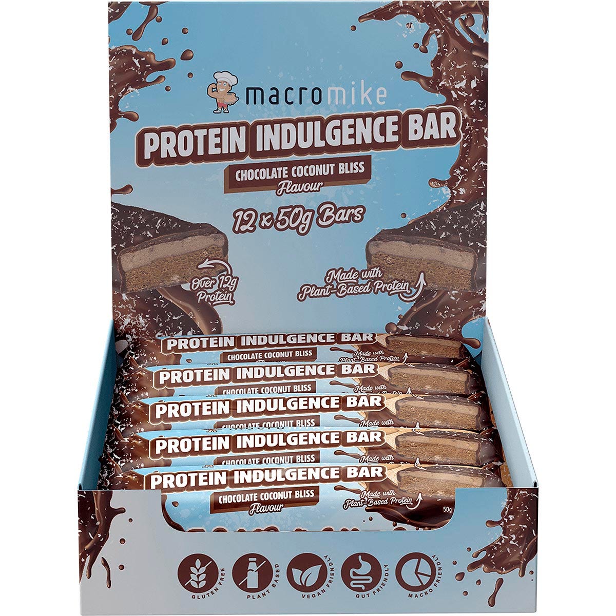MACRO MIKE Protein Indulgence Bar Chocolate Coconut Bliss 12x50g - MACRO MIKE