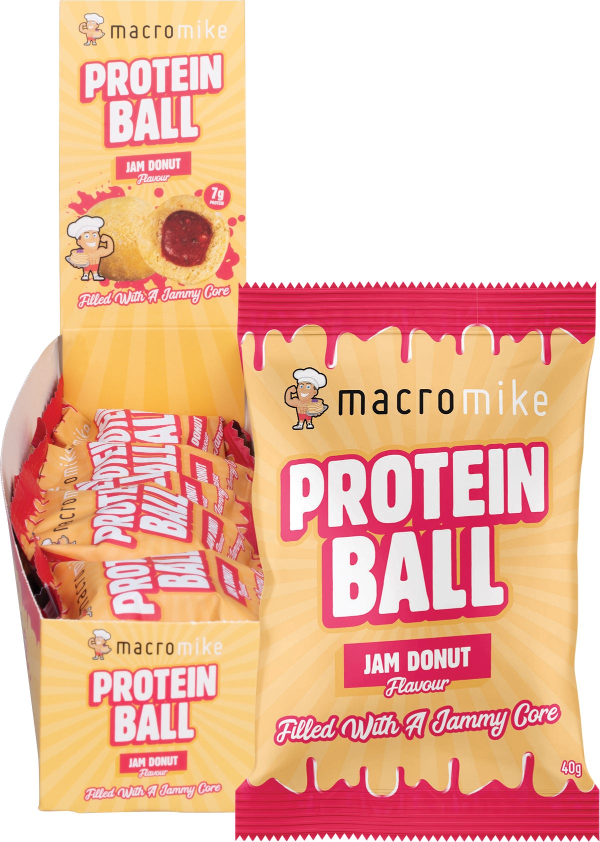 MACRO MIKE Protein Ball Jam Donut 12x40g - MACRO MIKE