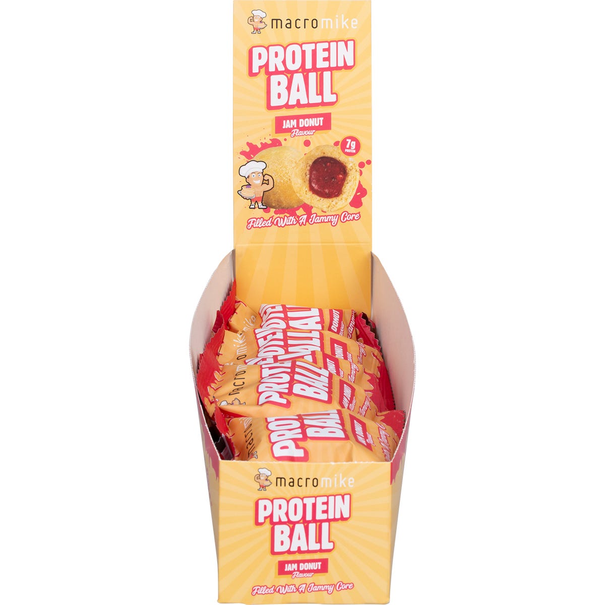 MACRO MIKE Protein Ball Jam Donut 12x40g - MACRO MIKE