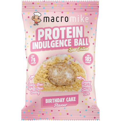 MACRO MIKE Protein Indulgence Ball Birthday Cake 12x40g - MACRO MIKE