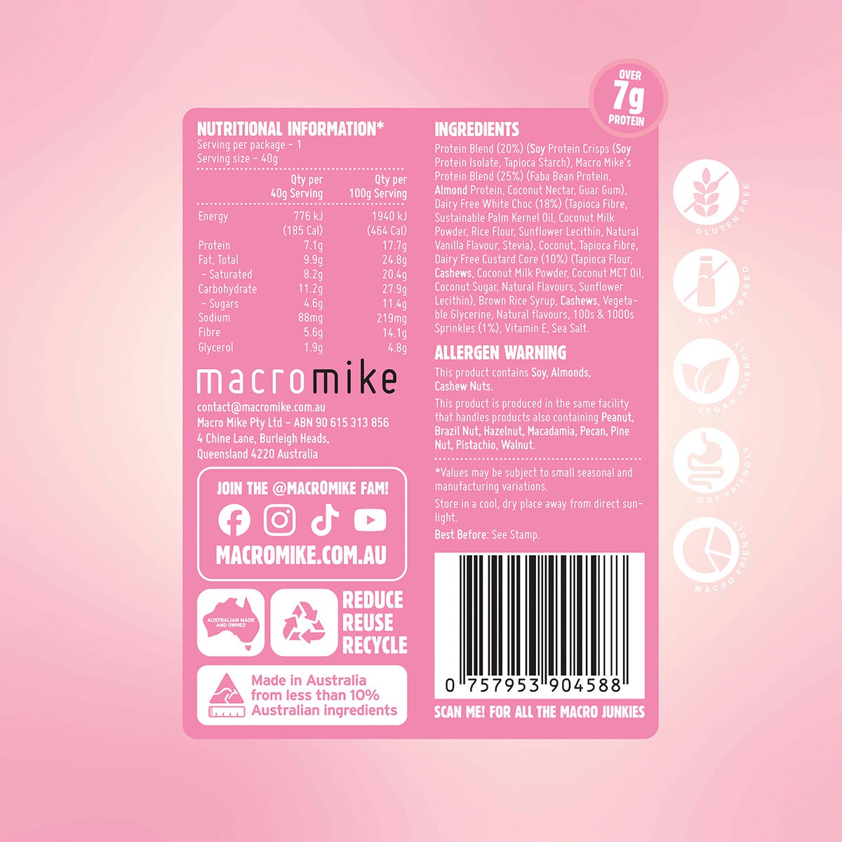 MACRO MIKE Protein Indulgence Ball Birthday Cake 12x40g - MACRO MIKE