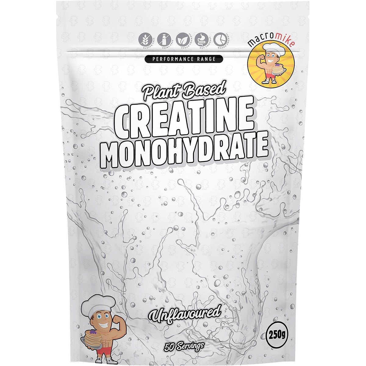 MACRO MIKE Plant Based Creatine Monohydrate Unflavoured 250g - MACRO MIKE