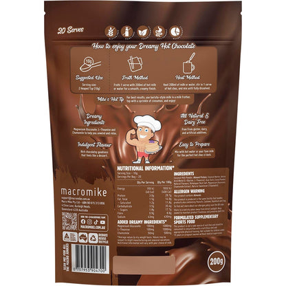 MACRO MIKE Dreamy Hot Chocolate Creamy Rich Choc 200g - MACRO MIKE