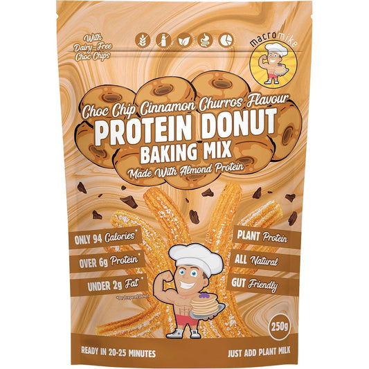 MACRO MIKE Protein Donut Baking Mix Choc Chip Cinnamon Churros 250g - MACRO MIKE