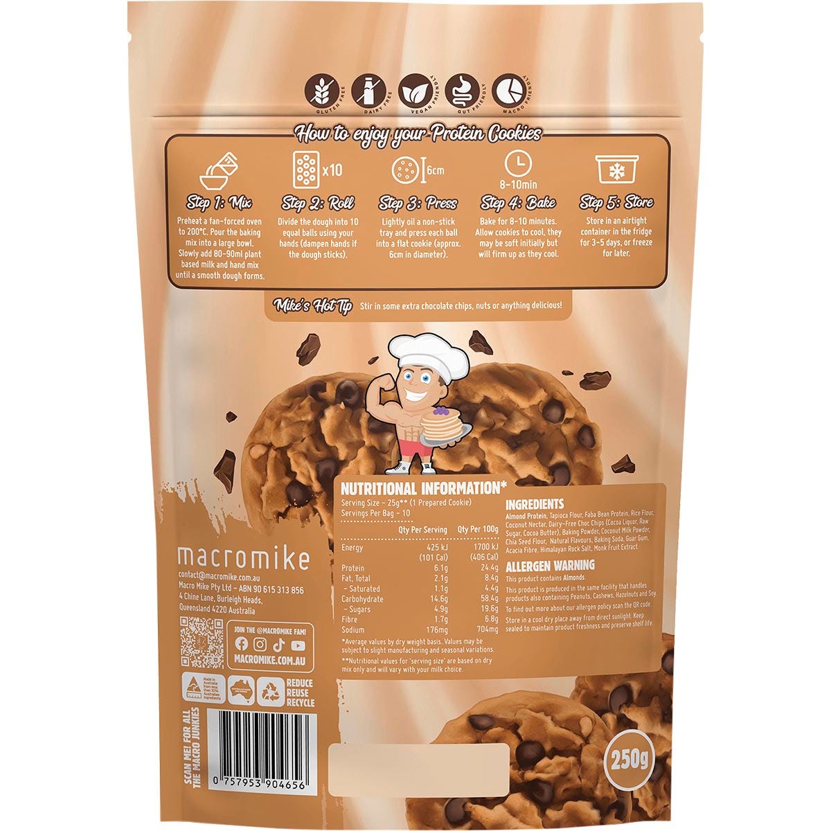 MACRO MIKE Protein Cookie Baking Mix Choc Chip 250g - MACRO MIKE