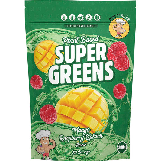 MACRO MIKE Super Greens Mango Raspberry Splash 300g - MACRO MIKE