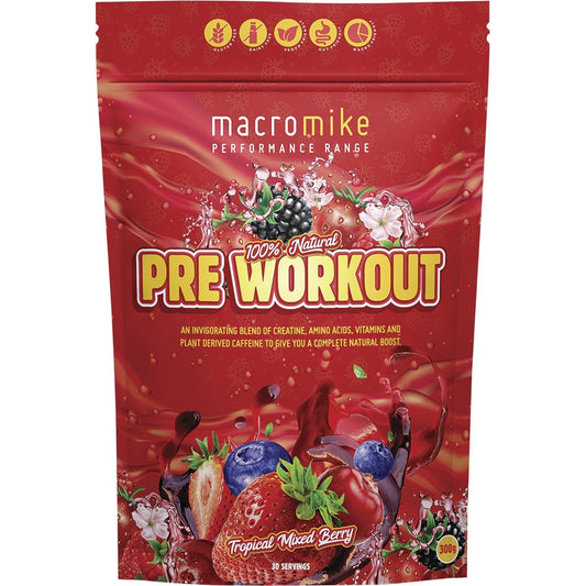 MACRO MIKE Pre Workout Tropical Mixed Berry 300g - MACRO MIKE