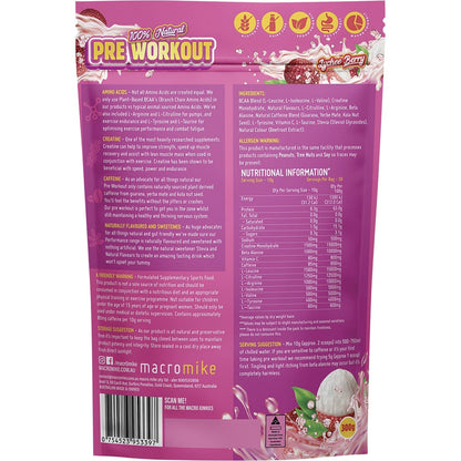 MACRO MIKE Pre Workout Lychee Berry 300g - MACRO MIKE