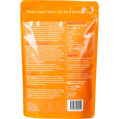 Power Super Foods Red Maca Powder Certified Organic 250g - Power Super Foods