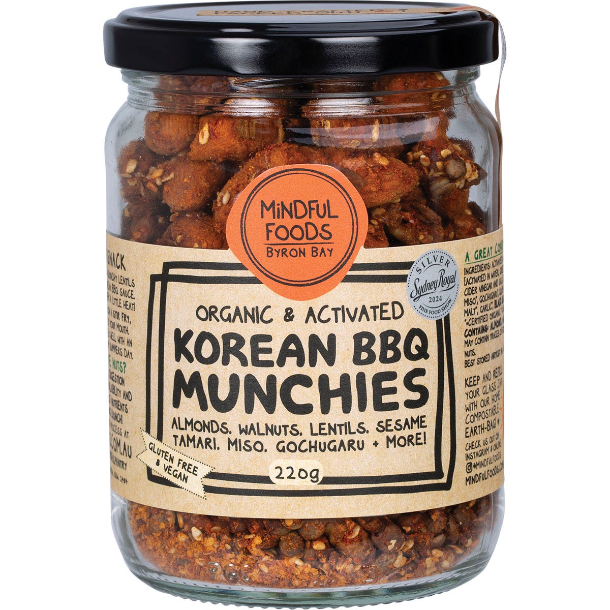 Mindful Foods Korean BBQ Munchies Organic & Activated 220g - Mindful Foods