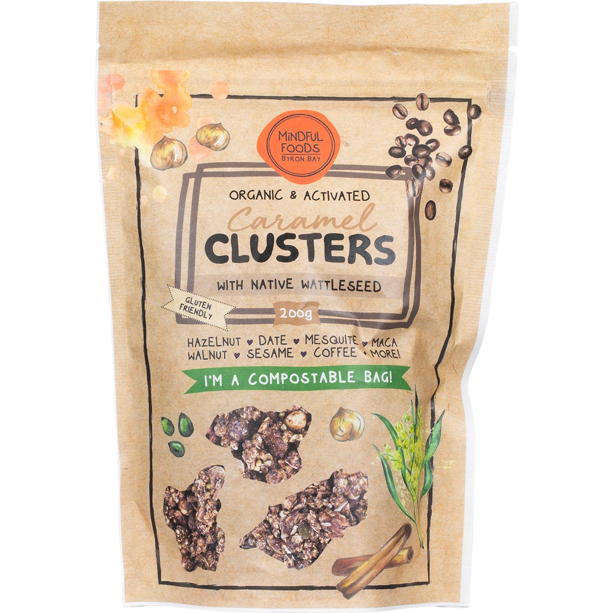 Mindful Foods Caramel Clusters Native Wattle Seed Organic & Activated 200g - Mindful Foods