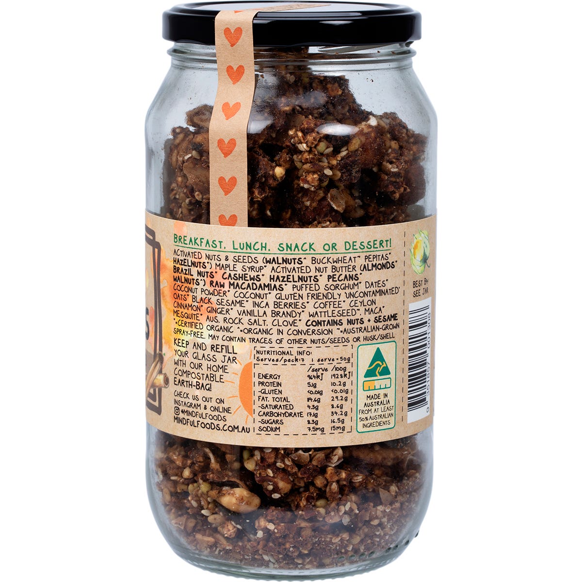 Mindful Foods Caramel Clusters Native Wattle Seed Organic & Activated 350g - Mindful Foods