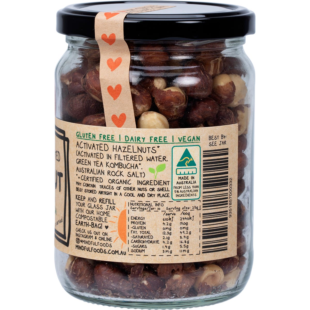 Mindful Foods Hazelnuts Organic & Activated 250g - Mindful Foods