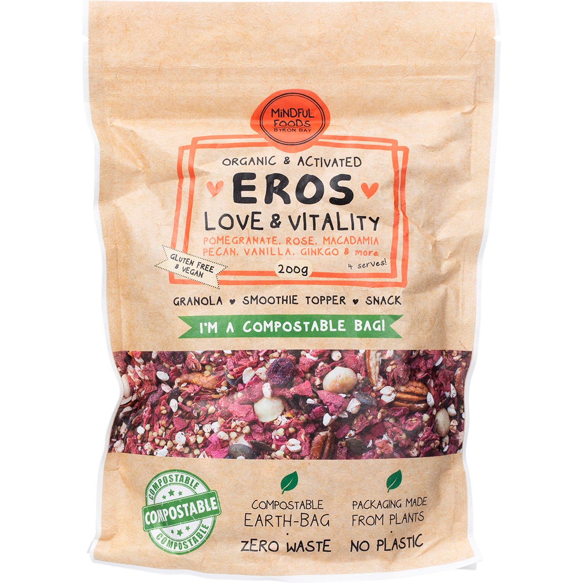 Mindful Foods Eros Love & Vitality Granola Organic & Activated 200g - Mindful Foods