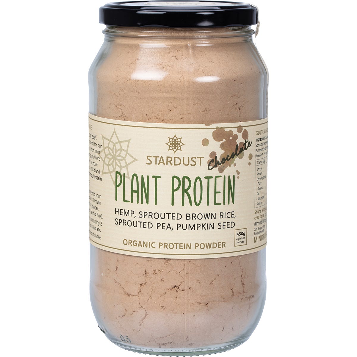Mindful Foods Stardust Chocolate Plant Protein Powder 450g - Mindful Foods