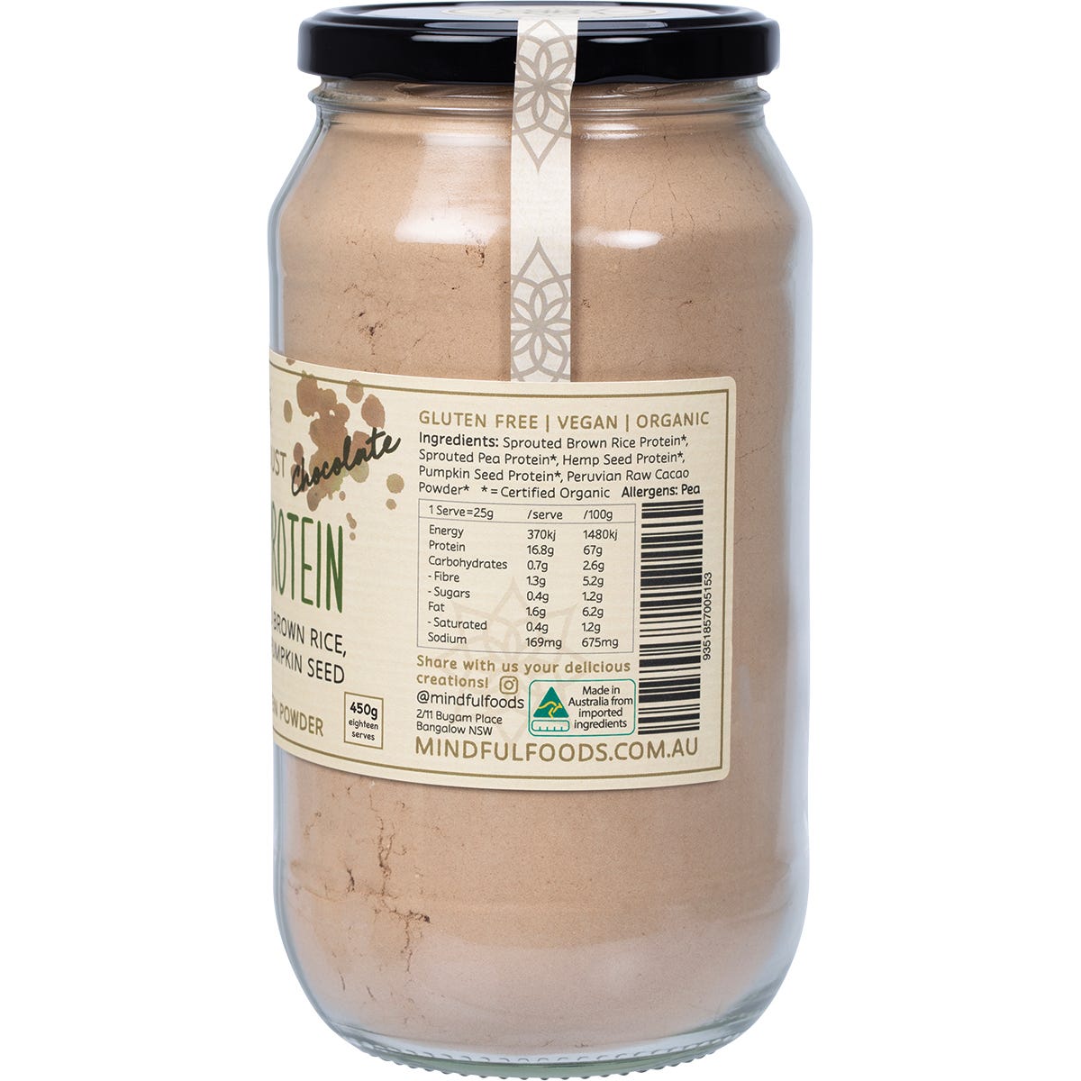 Mindful Foods Stardust Chocolate Plant Protein Powder 450g - Mindful Foods