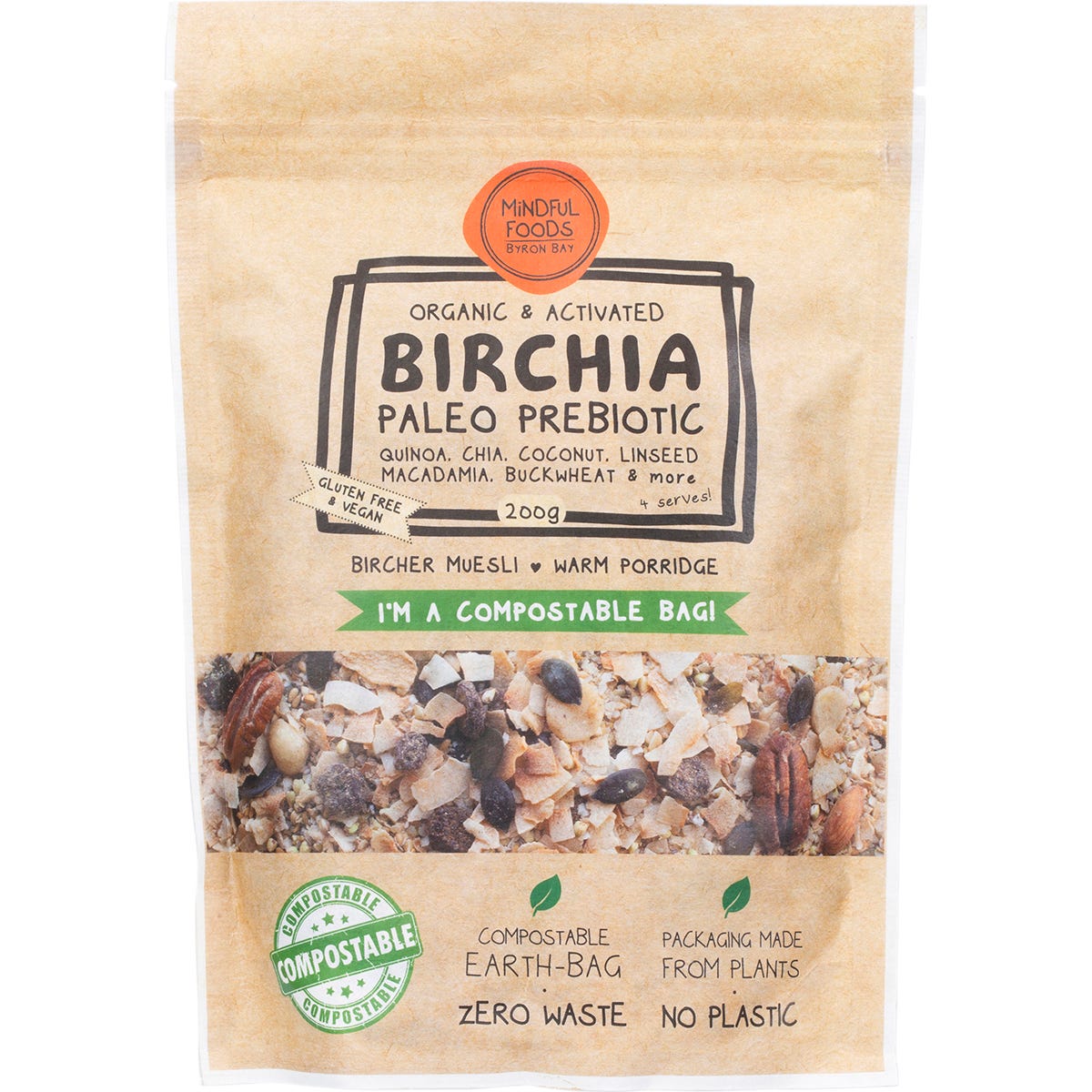 Mindful Foods Birchia Paleo Prebiotic Granola Organic & Activated 200g - Mindful Foods
