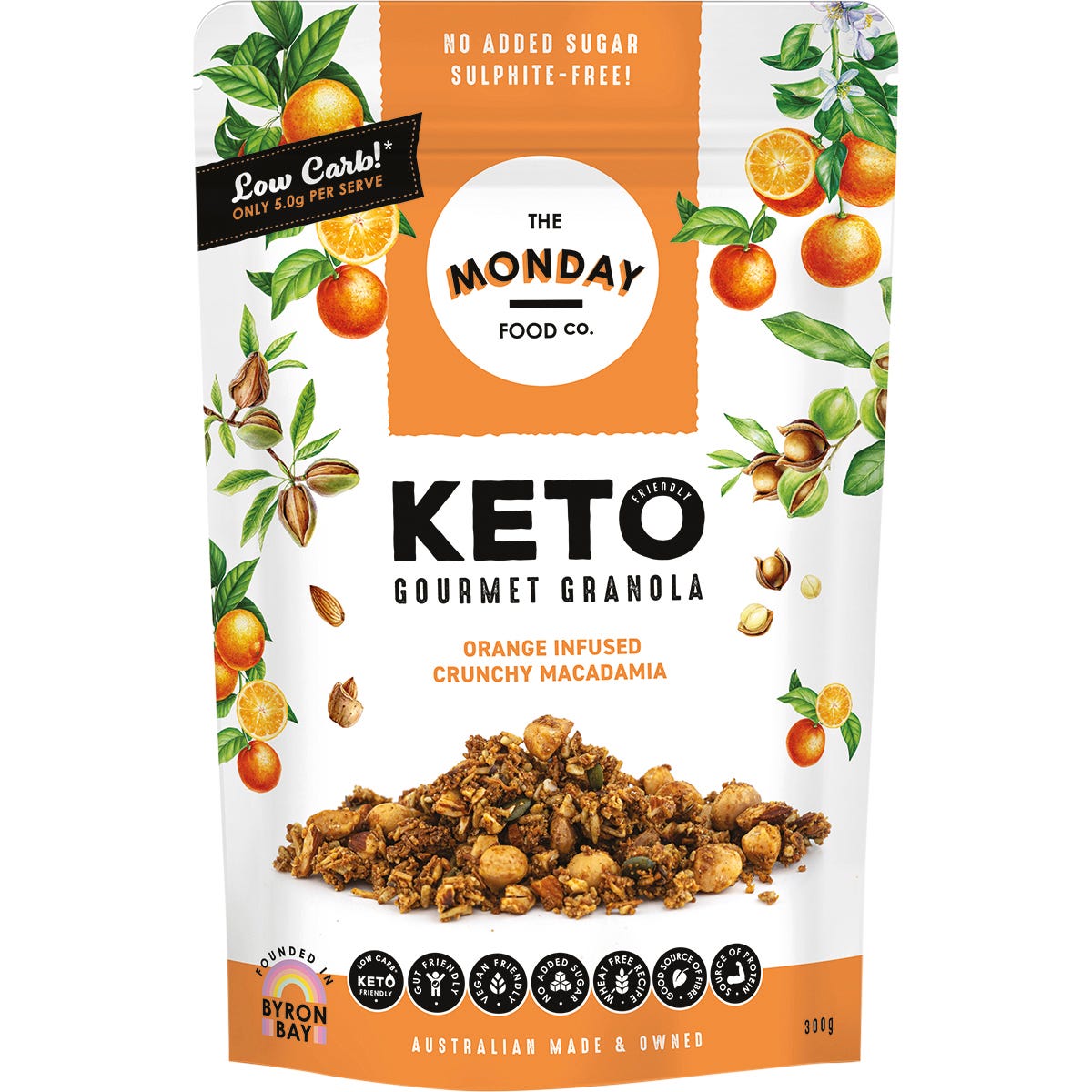 The Monday Food Co. Keto Gourmet Granola Orange Infused Crunchy Macadamia 300g - The Monday Food Co.