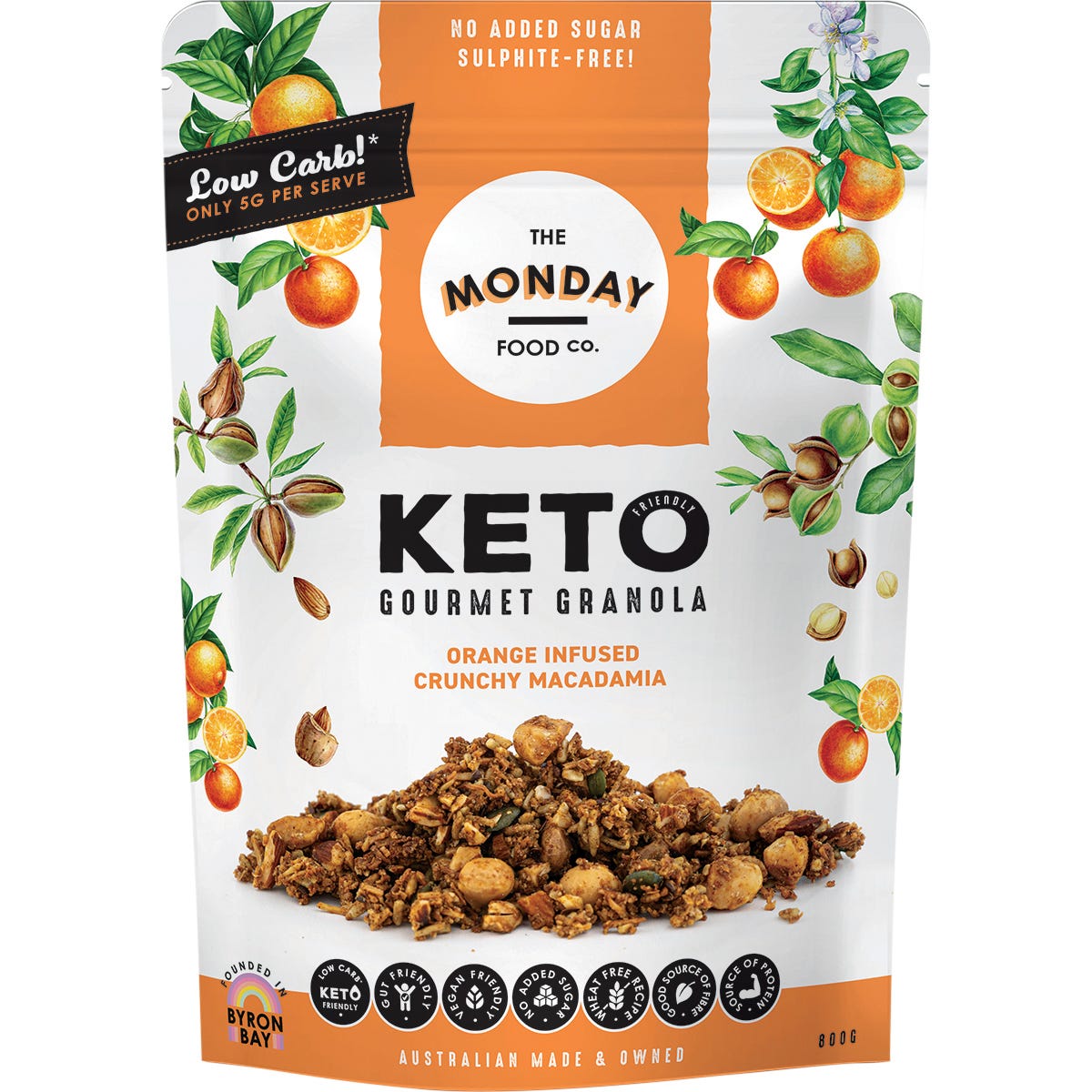 The Monday Food Co. Keto Gourmet Granola Orange Infused Crunchy Macadamia 800g - The Monday Food Co.