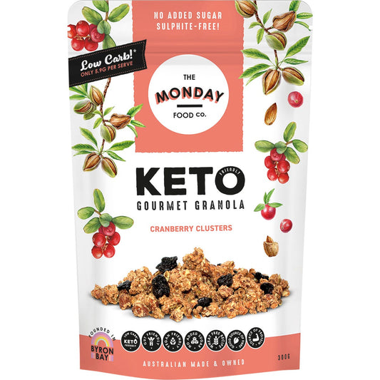 The Monday Food Co. Keto Gourmet Granola Cranberry Clusters 300g - The Monday Food Co.
