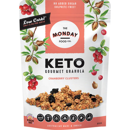 The Monday Food Co. Keto Gourmet Granola Cranberry Clusters 800g - The Monday Food Co.