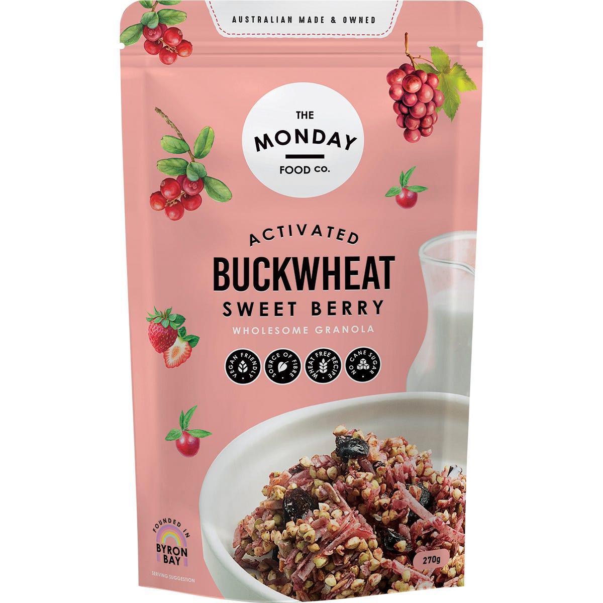 The Monday Food Co. Activated Buckwheat Granola Sweet Berry 270g - The Monday Food Co.