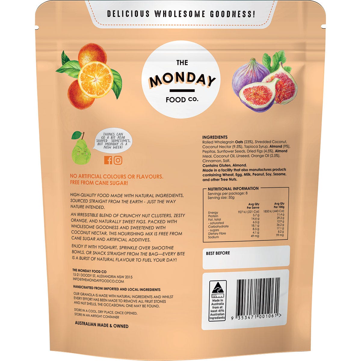 The Monday Food Co. Nutty Oats Gourmet Granola Fig & Orange-Infused 400g - The Monday Food Co.
