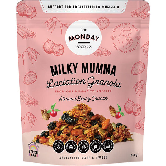 The Monday Food Co. Milky Mumma Lactation Granola Almond Berry Crunch 400g - The Monday Food Co.