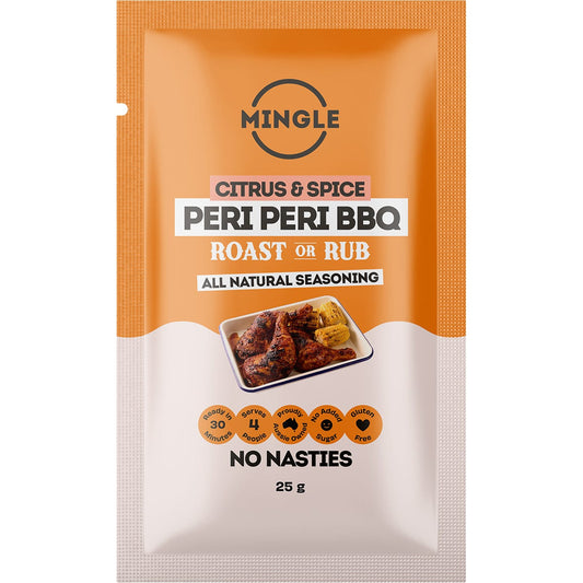 Mingle Peri Peri BBQ Roast Or Rub All Natural Seasoning 12x25g - Mingle