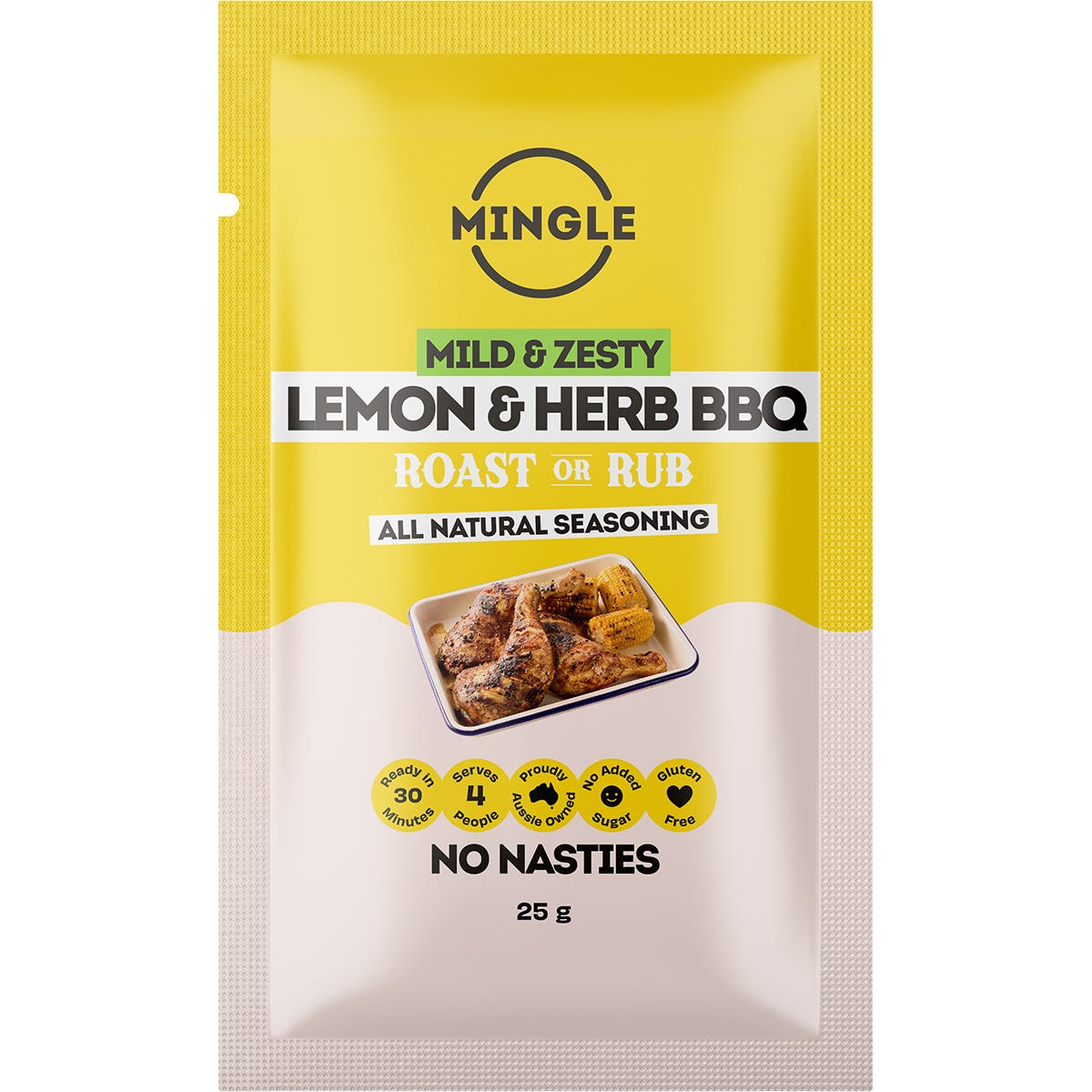 Mingle Lemon & Herb BBQ Roast Or Rub All Natural Seasoning 12x25g - Mingle