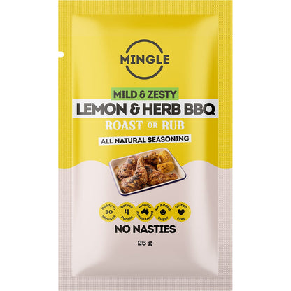 Mingle Lemon & Herb BBQ Roast Or Rub All Natural Seasoning 12x25g - Mingle