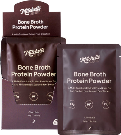 Mitchells Nutrition Bone Broth Protein Powder Chocolate 10x30g - Mitchells Nutrition