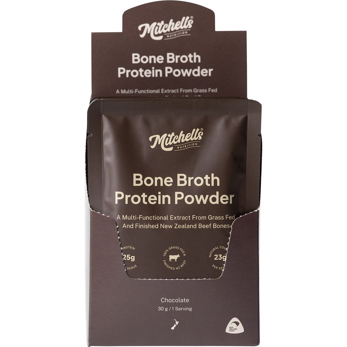 Mitchells Nutrition Bone Broth Protein Powder Chocolate 10x30g - Mitchells Nutrition