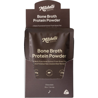 Mitchells Nutrition Bone Broth Protein Powder Chocolate 10x30g - Mitchells Nutrition