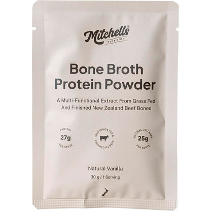 Mitchells Nutrition Bone Broth Protein Powder Vanilla 10x30g - Mitchells Nutrition