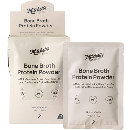 Mitchells Nutrition Bone Broth Protein Powder Vanilla 10x30g - Mitchells Nutrition