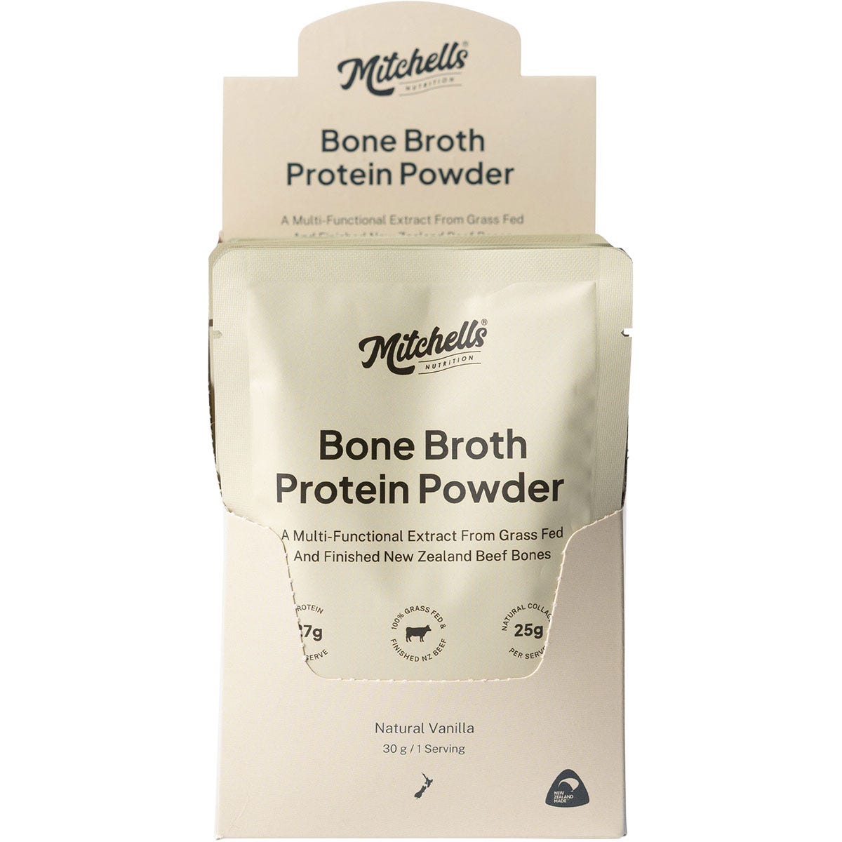 Mitchells Nutrition Bone Broth Protein Powder Vanilla 10x30g - Mitchells Nutrition