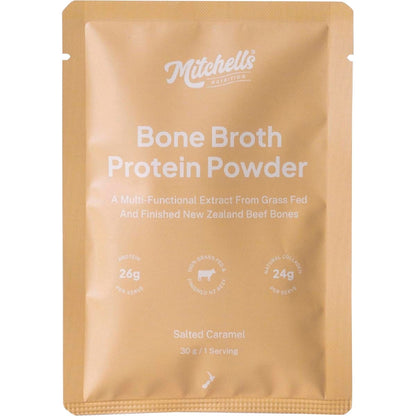 Mitchells Nutrition Bone Broth Protein Powder Salted Caramel 10x30g - Mitchells Nutrition