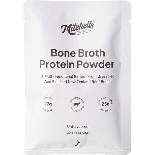 Mitchells Nutrition Bone Broth Protein Powder Unflavoured 10x30g - Mitchells Nutrition