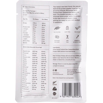 Mitchells Nutrition Bone Broth Protein Powder Unflavoured 10x30g - Mitchells Nutrition