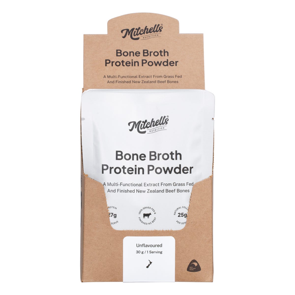 Mitchells Nutrition Bone Broth Protein Powder Unflavoured 10x30g - Mitchells Nutrition