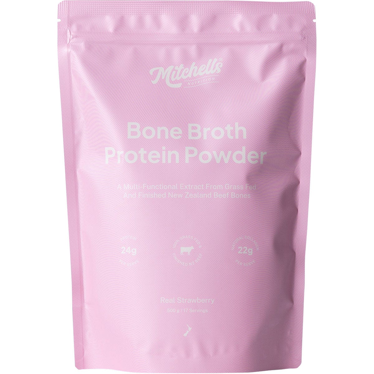 Mitchells Nutrition Bone Broth Protein Powder Real Strawberry 500g - Mitchells Nutrition