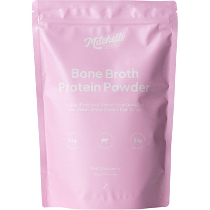 Mitchells Nutrition Bone Broth Protein Powder Real Strawberry 500g - Mitchells Nutrition