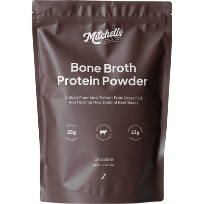 Mitchells Nutrition Bone Broth Protein Powder Chocolate 500g - Mitchells Nutrition