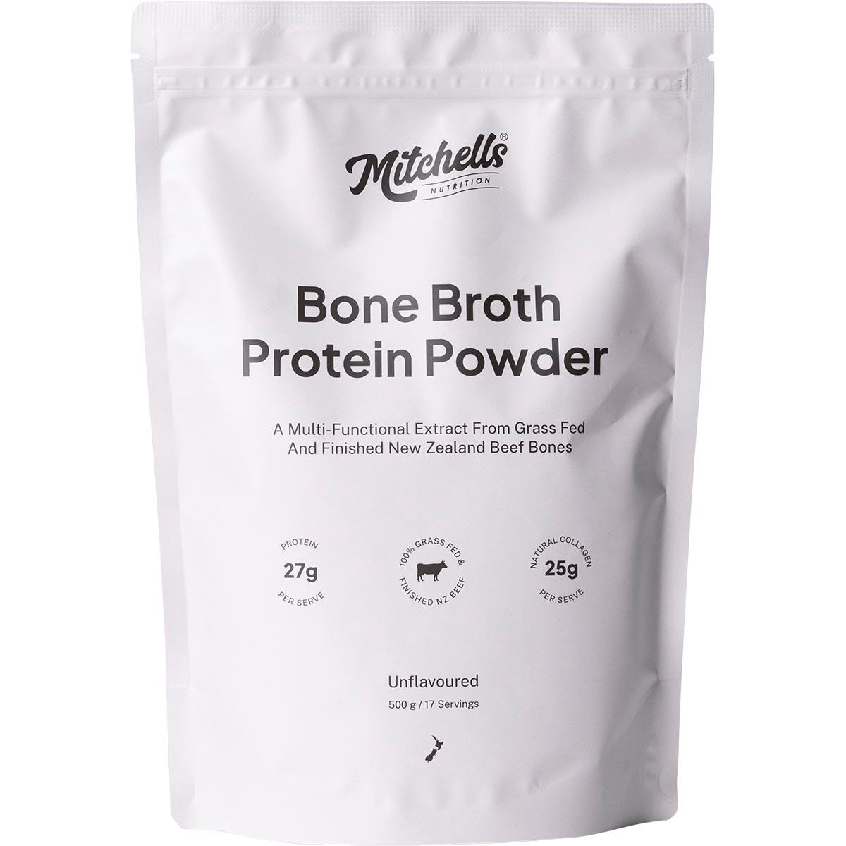 Mitchells Nutrition Bone Broth Protein Powder Unflavoured 500g - Mitchells Nutrition
