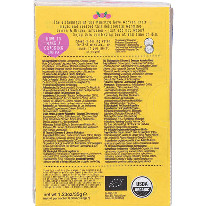 Ministry of Tea Organic Lemon & Ginger Infusion Tea Bags 20pk - Ministry of Tea