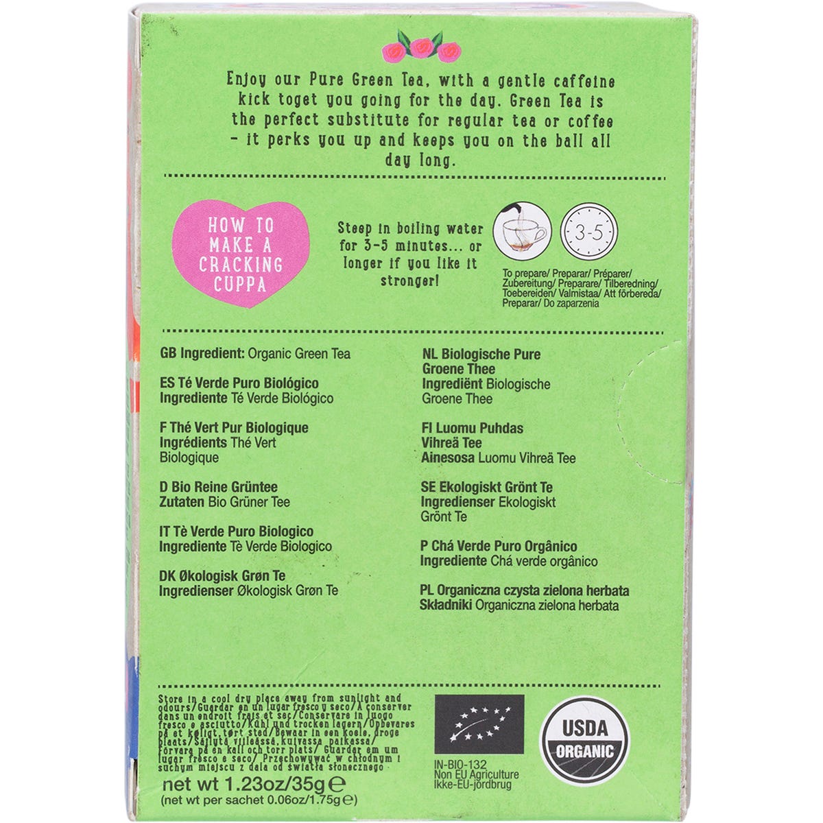 Ministry of Tea Organic Pure Green Tea Bags 20pk - Ministry of Tea