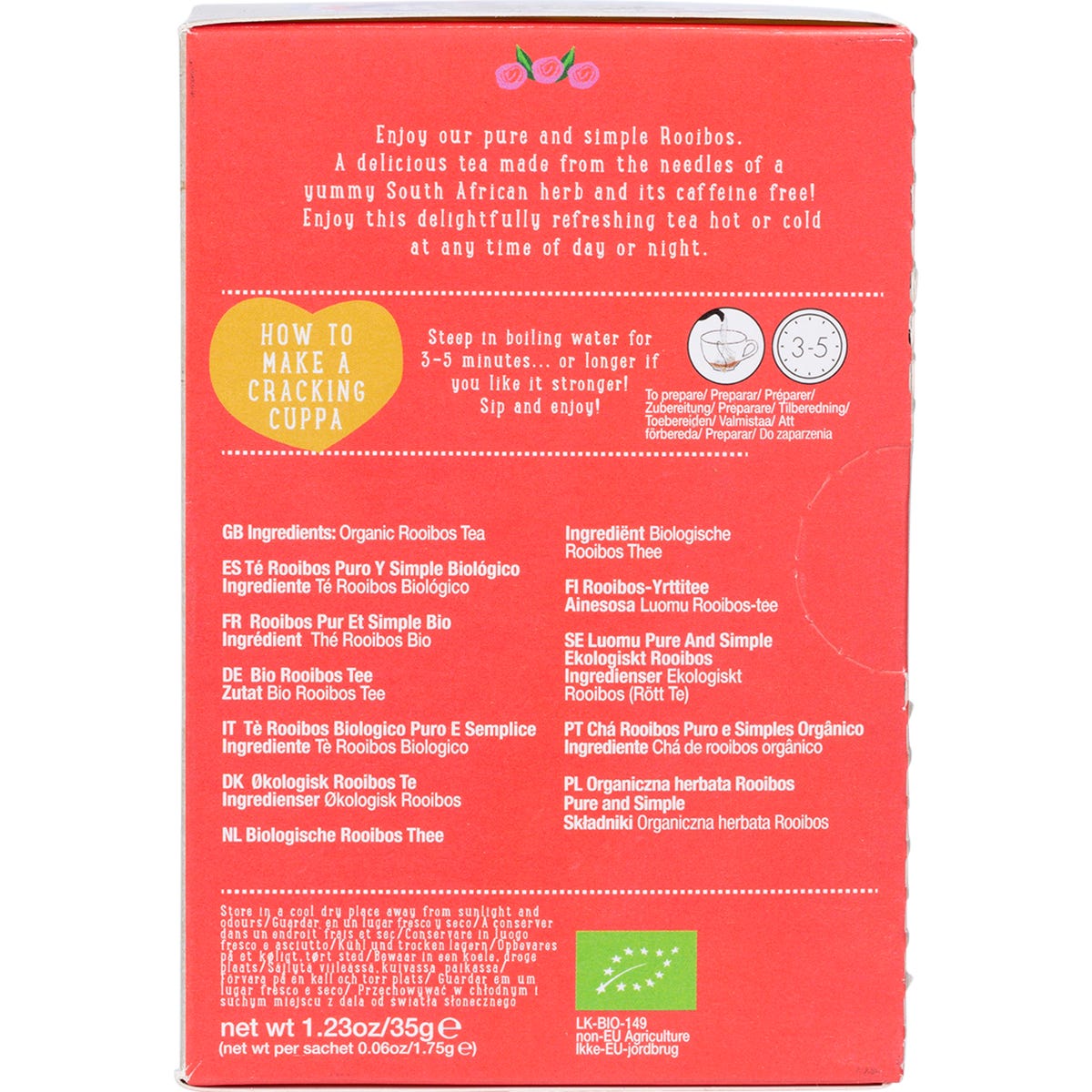 Ministry of Tea Organic Rooibos Pure & Simple Tea Bags 20pk - Ministry of Tea
