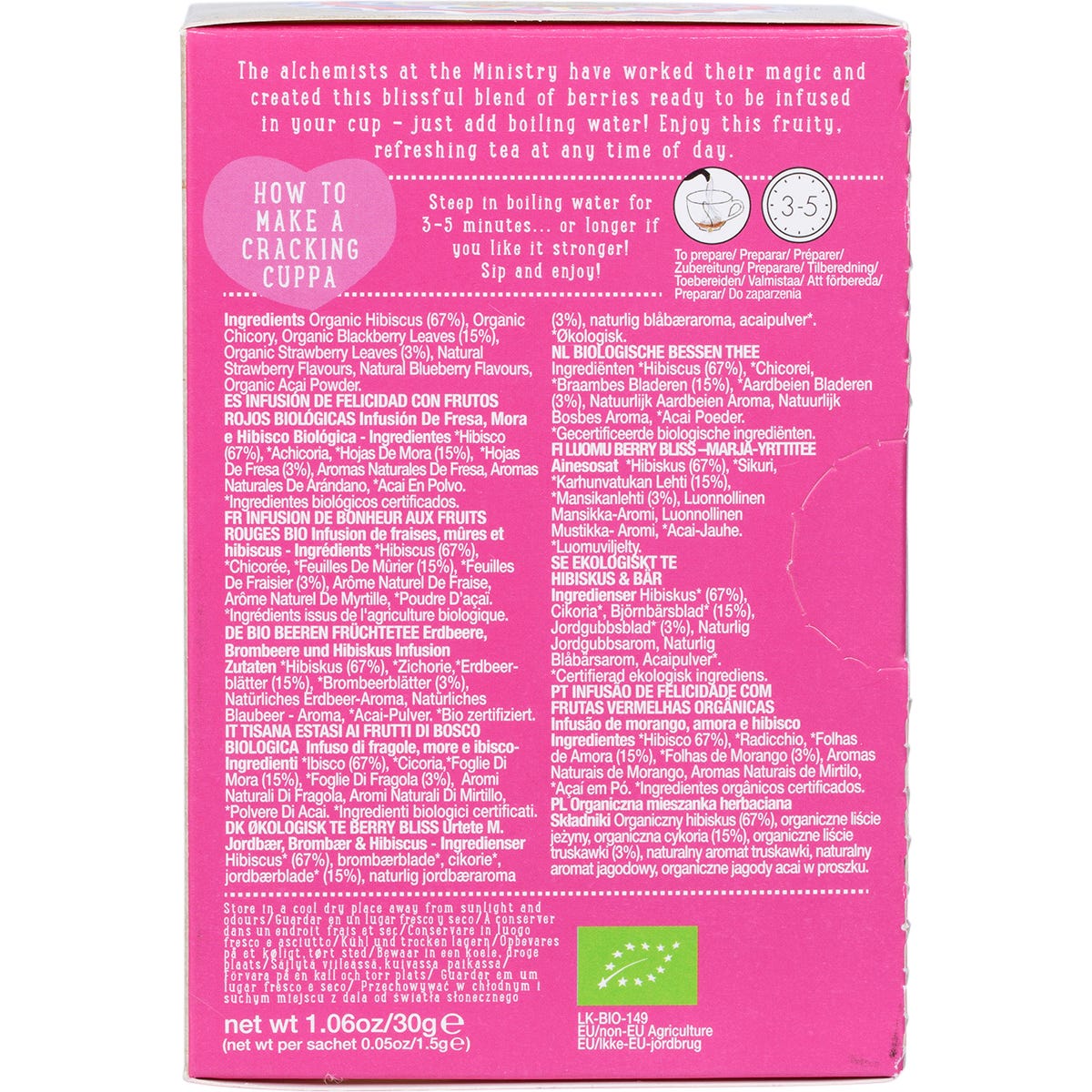 Ministry of Tea Organic Berry Bliss Infusion Tea Bags 20pk - Ministry of Tea